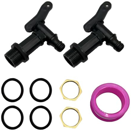 HAFRILY 2 x 1,9 cm Regentonnenhahn für Haus- und Gartenhahn, Snap-Fit Schlauch, Regentonne, Gewinde, Ersatz-Wasserhahn mit Messingmutter