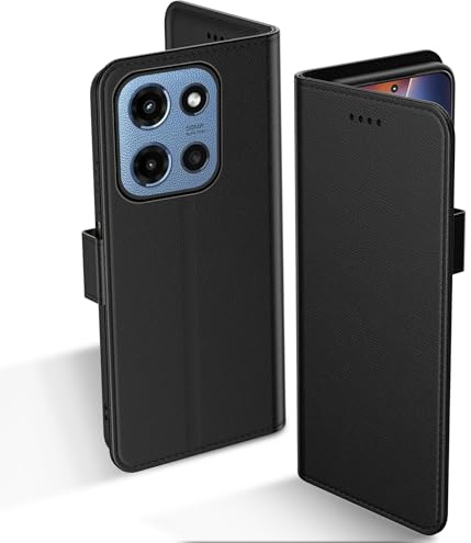 Aiziki For Moto G 5G 2025 Phone Case, Leather Flip Case with 3 Card Slots & Kickstand, Anti-Drop, Magnetic Closure, Compatible with Moto G 5G 2025 Case- Black