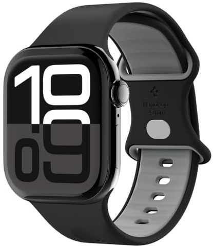 Spigen Nano Pop Armband Entwickelt für Apple Watch Serie 11/10 42mm, 9/8/7 41mm, SE2/SE/6/5/4 40mm, 3/2/1 38mm Silikon - Schwarzer Sesam