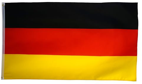 INQUARK 90 cm x 150 cm Fahne aus Polyester mit Messing Ösen | Sport Fanartikel Flagge Fußball WM EM Handballspiel | Deko Innenraum Garten Balkon (L-Deutschland, 90 cm x 150 cm mit Gewicht ca. 110 g)