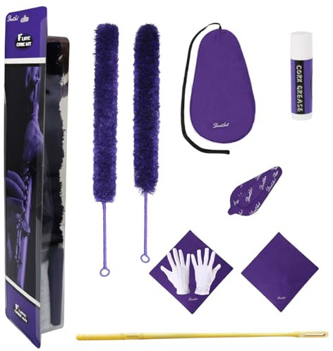 Flöten-Reinigungs- und Pflegeset: Schlüsselöl + Korkfett + Reinigungsbausch + Reinigungstuch *2+ Reinigungsbürste + Reinigungsstab – Pflegeset