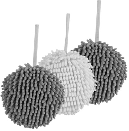 TINEASUR 3 Stück-Pack Chenille Handtücher Ball Aus Saugfähigem Chenille Material Hängend Für Küche Bad Superflauschig Schnelltrocknend Mit Aufhängeschlaufe