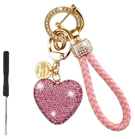 Fonyiunce Herz Schlüsselanhänger, Glitzer Schlüsselanhänger mit Strasssteine, Schlüsselanhänger für Damen Valentinstag, Auto Schlüsselanhänger, Herz Anhänger Schlüsselring