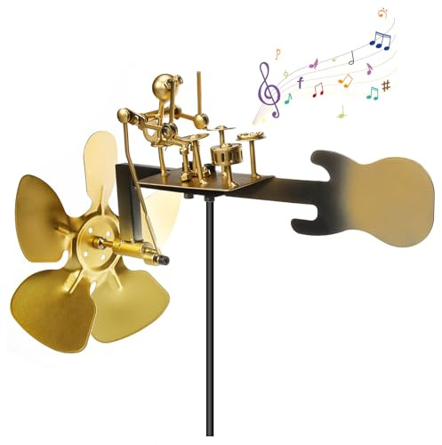 Handmade Metal Drummer Windmill, Wind Spinner Metal Rock Band Wind Mill for Yard and Garden, Wind Spinners Outdoor Music Figurines and Statues