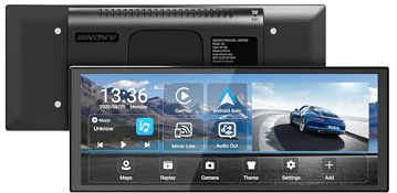 INNOVV V2 10.3Inch Wireless Carplay & Android Auto DashCam, 1920 * 1080 Front & Rear Camera, 1920 * 720 IPS Touch Screen for Car, Mirror Link, Loop Recording, GPS, Siri with Adjustable Magic Stand