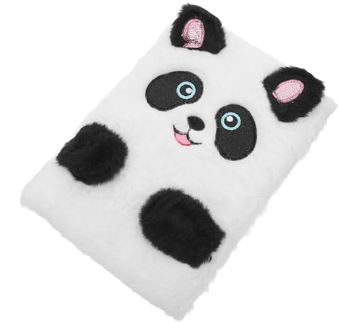LRXIYODE Panda Notizbuch mit Plüsch, Cartoon Design für Reisejournal | Papier und Plüsch, Niedlicher Stil, Nutzbar, für Poesiearbeit und Reisetagebuch