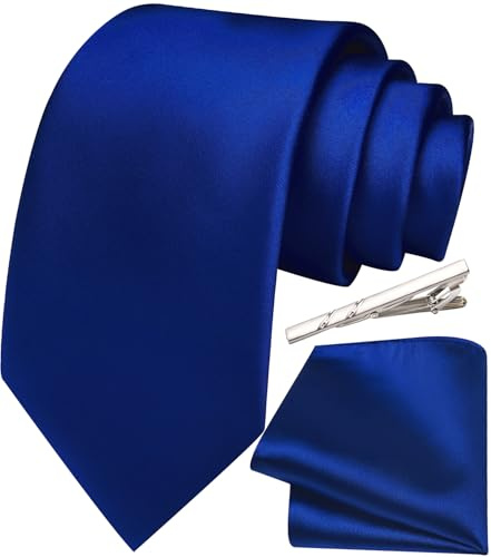 Ailisus Krawatte Herren Klassisch Einfarbige Krawatten und Einstecktuch Krawattenklammer Set Für Hochzeit Party Business 3PCS