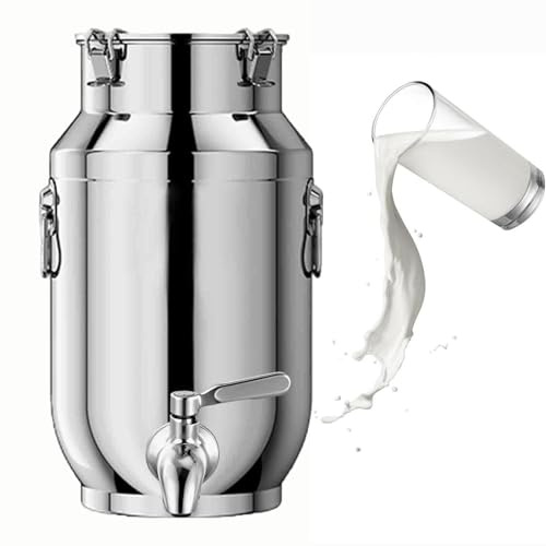 Bidon Inox Pour Huile d Olive 5 Litres Avec Robinet Seau en Inox Avec Couvercle De Transport De Lait De Ferme Bidon De Baratte (capacity, 5liter)