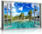 Panther Print Kunstdruck, Motiv Karibik-Strand 3D-Fenster-Effekt, Leinwand-Bild, A0 91x61cm (36x24in)