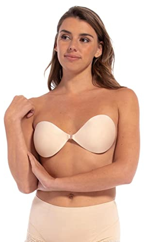 MAGIC Bodyfashion Damen Backless Beauty Hautfreundlicher Rückenfreier Trägerloser und Selbstklebender Push-Up BH, Optimaler Komfort, Stark Haftender Klebe-BH