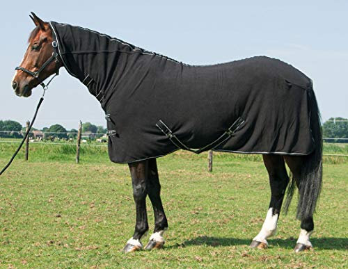 Amesbichler Reitsport Harry`s Horse Fleecedecke Deluxe mit Halsteil schwarz 165 cm Pferde Fleecedecke mit Halsteil Pferde Abschwitzdecke mit Halsteil