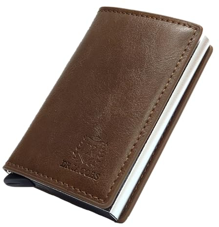 DR Jacobs Card Wallet Cappuccino Geldbörse - RFID-geschützt - Kartenetui Smart Wallet aufklappbar für 8 Karten - Kartenfach & Scheinfach - Geldbeutel