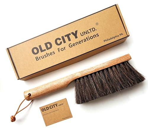 Dustpan Brush Only- Bench Brushes are used as a Counter, Hand, Gardening, Furniture, Drafting, Fireplace Cleaning -Large 13 Shop Brush-USA-Horsehair -American Beech Wood, Leather Tie