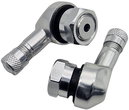 2x Motorrad Alu Winkelventil Silber 11,3mm Ventile Eckventile Ventil