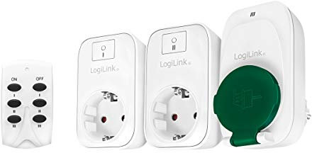 LogiLink EC0009 - Steckdosenset mit Fernbedienung bis zu 30m, 2X Innenbereich & 1x Aussenbreich (IPX4)