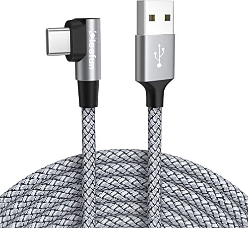 CLEEFUN Right Angle USB C Cable 90 Degree, [3m] 3A Type C Charger Lead Fast Charging Cord Compatible with Samsung Galaxy S10 S10E S9 S8 S20 Note 10 Plus, A20E A41 A51 A71 A80 A90, Switch, Xperia