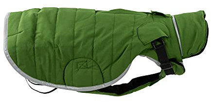 JEGGO Quilted Coat, modisch gesteppter Winter-Hundemantel, mit weichem Fleece-Innenfutter, Wasser- und Winddicht, optimale Passform, mit beidseitig zu öffnendem Reißverschluss (Grün, 75 cm)