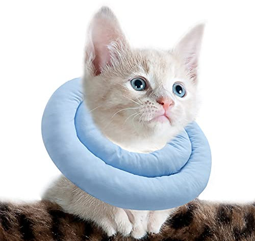OHCOZZY Collerette Réglable pour Chat, Doux et Anti-Léchage Après Chirurgie (M, Bleu Clair)
