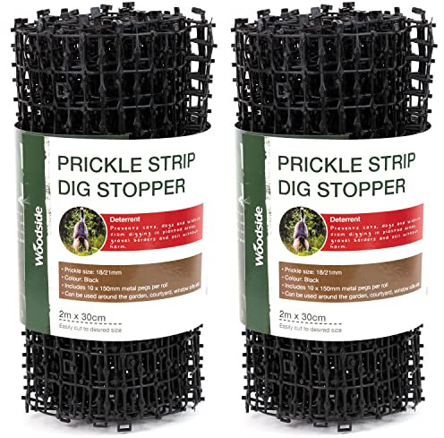 Woodside Prickle Strip Dig Stopper, Dog & Cat Scat Mat, Spiked Pet Deterrent for Outdoor Garden Fence etc (pack of 2)