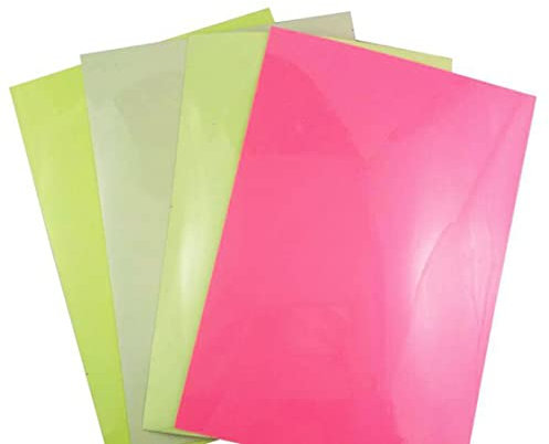 NC 2 fogli di vinile adesivo permanente che si illumina al buio, per fai da te, scrapbooking, decorazione per Halloween, colori fluorescenti luminosi