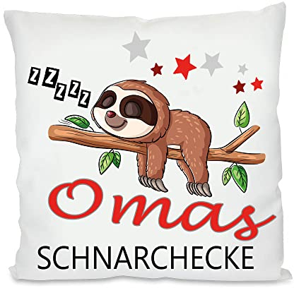 Blickfang Schnarchecke Kuschelkissen |Geschenk| Eltern Mama, Papa, Tante, Bruder, Schwester | Fotokissen | Motivkissen | bedrucktes Kissen | Baumwolle | Kissen | Motivkissen (mit Kissenfüllung, Oma)