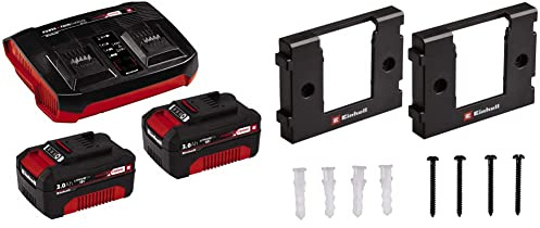 Original Einhell Starter Kit Akku und Ladegerät Power X-Change (Lithium Ionen, 18 V, 2x3,0 Ah Akku und Twincharger, passend für alle Power X-Change Geräte, inkl. Wandhalterung)