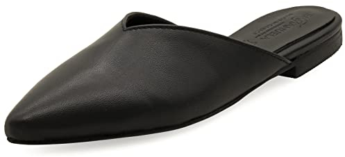 37 Schwarz Emmanuela Wildleder Spitze Maultiere für Damen, Bequeme weiches Leder Loafers, Sofasine aus Leder, Mules Slide on Sommerschuhe, Hochwertige Flachrutsche Schuhe
