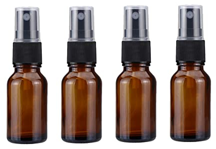 HugeDE 4 Pcs 50ml Amber Glass Spray Bottles Empty Fine Mist Bottles Travel Refillable Pump Bottles Small Perfume Alcohol Containers for Makeup Cosmetic