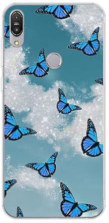 KARTXITAI Cover Compatibile con ASUS Zenfone Max Pro (M1) ZB601K Custodia Trasparente Slim in Silicone TPU con Assorbimento degli Urti e Anti-Graffio-Farfalla blu
