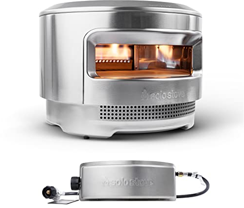 Solo Stove Pi Pizza Oven, Wood & Gas Burner | Incl. Stainless Steel Outdoor Pizza Maker, Wood Burning Assembly, Gas Burner, Cordierite Pizza Stone (13 mm thick), H: 38,4 cm x Dia: 52 cm, 13,8 kg