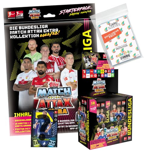 collect-it.de MY HOME OF CARDS + TOYS Exklusive Aufbewahrungshüllen im Bundle mit Match Attax EXTRA 2022/23-1 Starter + 1 Display (24 Booster) + 1 Nationalspieler