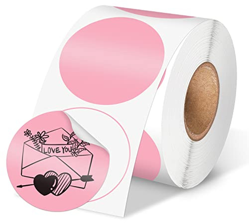 Phomemo 2'' Rundes Thermodirekt-Versandetiketten, Rosa 750 Stk Selbstklebende Etiketten für QR code, Namensschilder, Preisschild, Dankeskarte, Adresse Kompatibel mit Thermo-Etiketten-Drucker