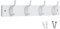 Keypak 4 White Gloss Coat Hooks on White Wooden 46cm Board - Modern Wall Door Mounted Coat Rack Clothes Hanger