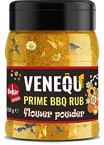 VENEQU FLOWER POWDER BBQ DRY RUB 150 gr | FLOWER POWDER BBQ DRY RUB 150gr | Ideale per Pollo, Maiale, Agnello, Pesce, Crostacei | 100% Made in Italy