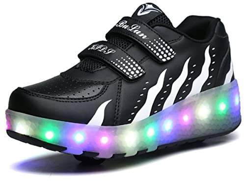 HUSKSWARE Kinder Sneaker 2 Räder Jungen Mädchen Sneaker Party Geburtstag Weihnachten, Schwarz 40