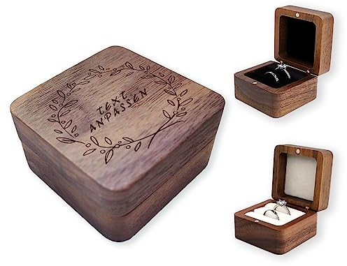 LAIFU Personalisiert Ringkissen Hochzeit Holz mit Namen & Datum Personalisiert für Eheringe mit Gravur
