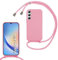 SLWYF Compatible with Samsung Galaxy A34 5G Crossbody Lanyard Case, Liquid Silicone Protective Phone Case with Strap Adjustable Neck Cord Necklace Soft Cover for Samsung Galaxy A34 5G, Pink