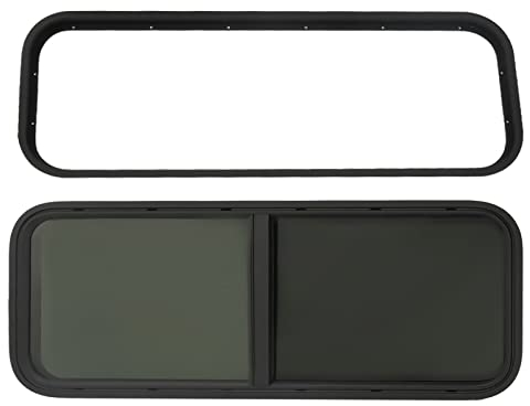 Ventana corredera para caravana, 1000 x 400 mm, ventana lateral con pantalla de protección contra insectos, ventana de autocaravana, cristal negro, para caravana remolque
