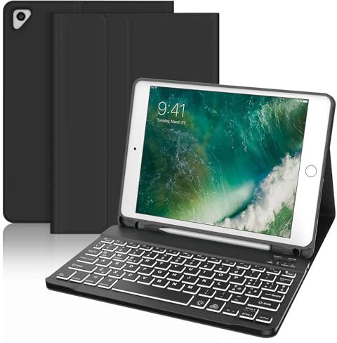 WINCHKING Tastatur iPad 6 Generation, Hülle mit Tastatur für iPad 9.7, Cover Bluetooth-Tastatur, italienische Hintergrundbeleuchtung, magnetische Tastatur iPad 5, iPad Pro 9.7, iPad Air 2, iPad Air 1,