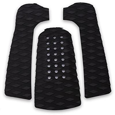 QANYEGN 3-teiliges Surfbrett-Tailpad, Anti-Rutsch-Traktionspad, Surfbrett-Deck-Griff, Premium-Eva-Surfbrett-Traktionspad Für Longboard, Shortboard(黑色)
