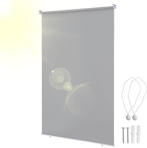 Ansobea Senkrechtmarkise Rollo, 140 x 240 Verdunklungsrollo, Balkon Markise, Vertikalmarkise, Beschattung und Sichtschutz Balkonmarkisen für innen und außen, Grau