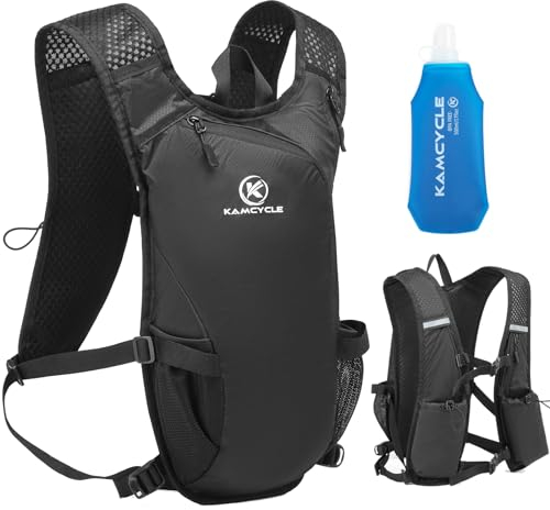 KAMCYCLE® Sac à Dos d'hydratation vélo | Sac à Dos Course à Pied avec vessie d'hydratation 2l ou Gourde 500ml, sans BPA | Course à Pied, Cyclisme et Jogging (avec Gourde d'eau Douce de 500ml)