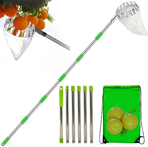 Raccoglitore di frutta con manico telescopico, espandibile, raccoglitore da giardino, strumento hardware da giardino agricolo, raccoglitore di frutta portatile ad alta quota, attrezzatura per la