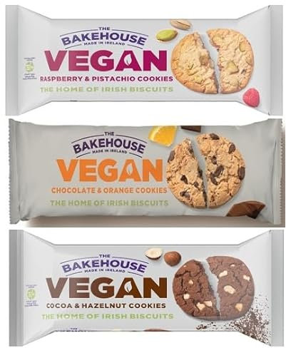 Bakehouse Vegan Cookies Biscuits Luxury Selection, 3 Mixed Raspberry & Pistachio, Chocoalate & Orange and Cocoa & Hazelnut 220g each by Zamfoods, Gift pack for all Occasions (Bundle 1 (3 x 220g))