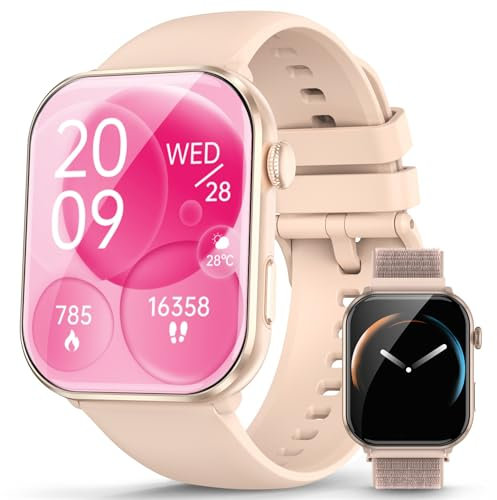Blackview Smartwatch Donna Uomo, 1.96' HD AMOLED Orologio Intelligente Fitness, Effettua e Rispondi alle Chiamate/112+ Sportive/SpO2/Monitoraggio del Sonno/Cardiofrequenzimetro per Android IOS