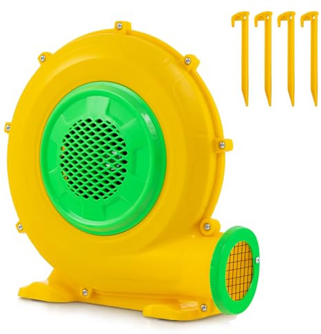 GYMAX Air Blower, Inflatable Bouncy Castle Blower with Ground Stakes, Electric Air Pump Fan for Bounce House and Water Slide (680W 0.9 HP)