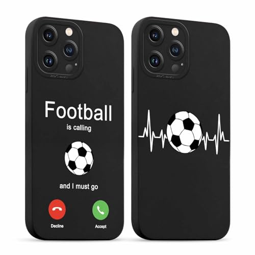 ZhuoFan 2 Stück Handyhülle für iPhone 14 Pro Max hülle 6,7'', Aesthetic Fußball Muster Design Schwarz Weiche TPU Silikon Stoßfest Kameraschutz Schutzhülle Bumper Ultra Dünn Mädchen Case, 01