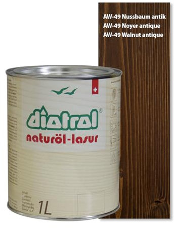 Diotrol Natural Oil Varnish 1 Litre Professional Wood Stain Outdoor Weatherproof Natural & Environmentally Friendly Varnish for Wood Premium Wood Preservative Glaze Walnut Antique