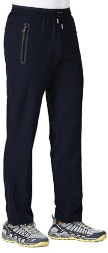 Rdruko Jogginghose Herren Lang Trainingshose Sporthose Schnelltrocknend Freizeithose Männer Fitness mit Reißverschlusstaschen-Dunkelblau XXL