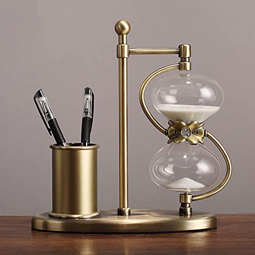 Sanduhr-Sanduhr, Sanduhr-Sanduhr, Sanduhr, Kunsthandwerk, Stifthalter, Sanduhr, Metall-Sanduhr, Vintage-Sanduhr, 360° drehbar, große antike 30–60-Minuten-Sanduhr(60 minutes)